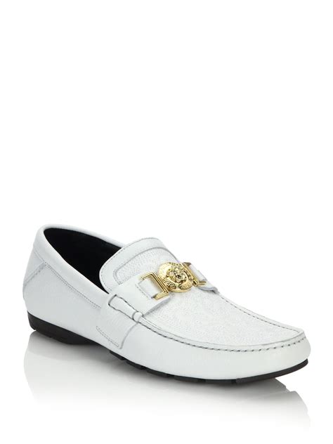 versace all white men loafers|cheap Versace men loafers.